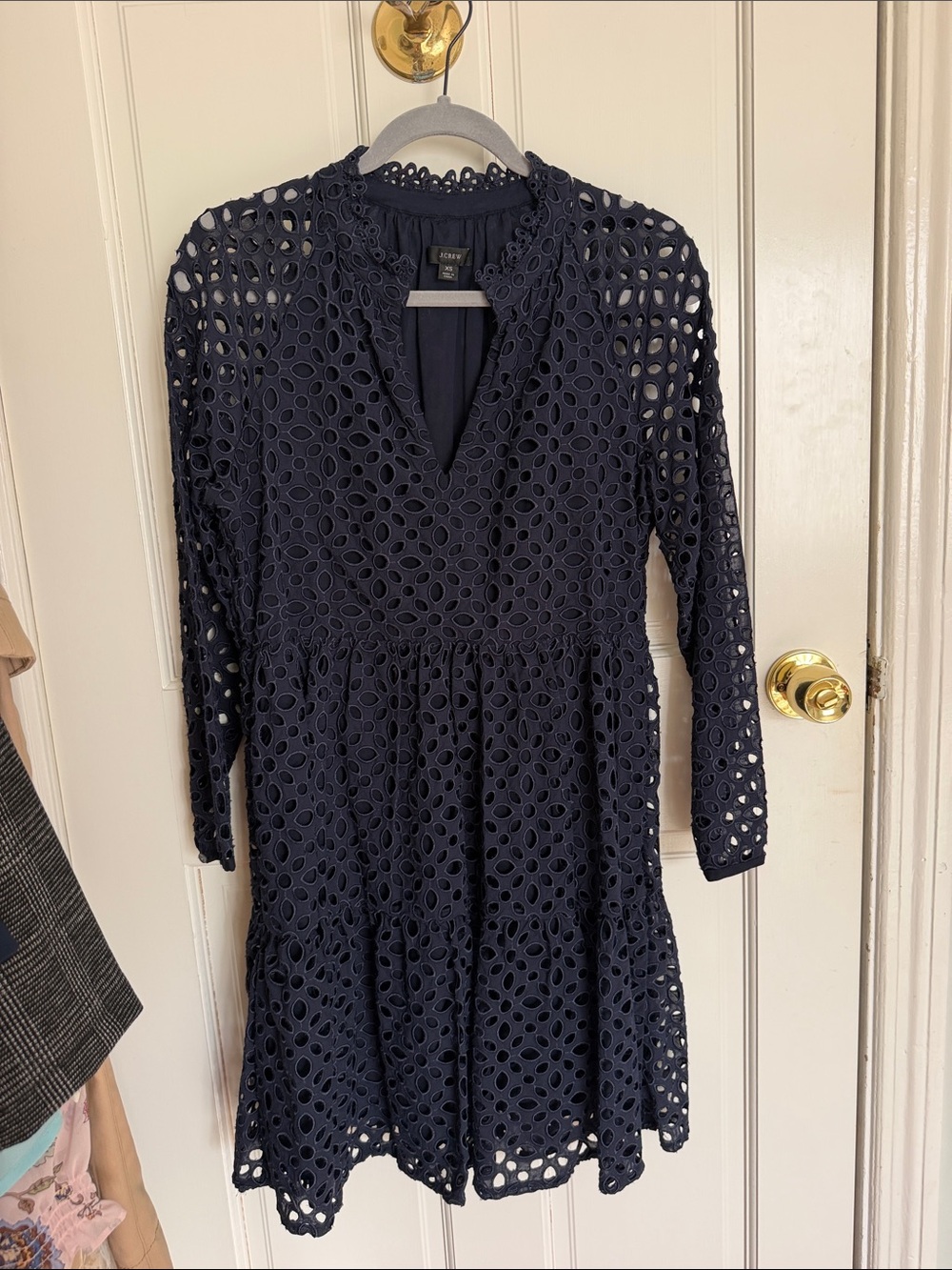 J. Crew Tiered Popover Dress in Embroidered Eyelet